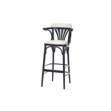 Scaun de bar din lemn de fag, tapitat cu piele ecologica 135 Wenge, l54xA49xH105 cm