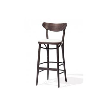 Scaun de bar din lemn de fag, tapitat cu piele ecologica Banana Brown, l46xA47xH107 cm