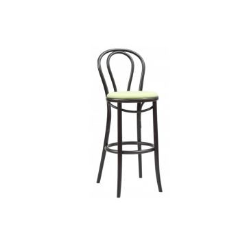 Scaun de bar din lemn de fag, tapitat cu stofa 18 Wenge / Green, l40,5xA50xH110 cm