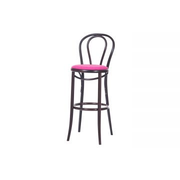 Scaun de bar din lemn de fag, tapitat cu stofa 18 Wenge / Pink, l40,5xA50xH110 cm