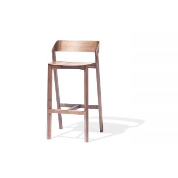 Scaun de bar din lemn de nuc Merano High Walnut, l44xA36xH99 cm