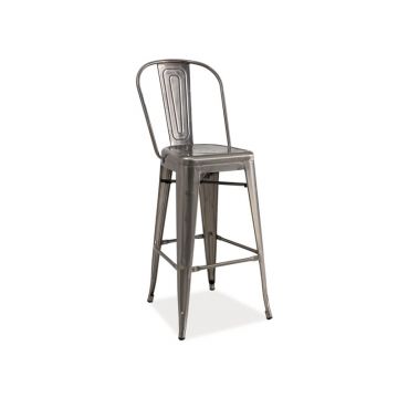 Scaun de bar din metal, Lorist H-1 Gri, l47xA36xH115 cm