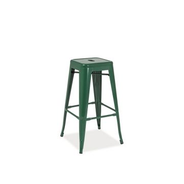 Scaun de bar din metal, Lonnie Verde Inchis, l31xA31xH76 cm