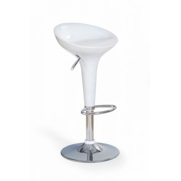 Scaun de bar din plastic cu picior metalic, Hoku-17 Alb / Crom, l44xA38xH67-88 cm