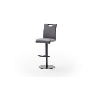 Scaun de bar rotativ tapitat cu piele ecologica si picior metalic, Alesi Gri / Negru, l42xA51xH91-116 cm