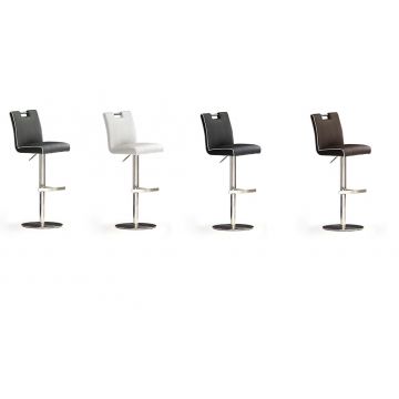 Scaun de bar rotativ tapitat cu piele ecologica si picior metalic, Casta B, l42xA51xH87-112 cm
