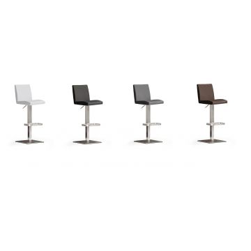 Scaun de bar rotativ tapitat cu piele ecologica si picior metalic, Lopez Squared, l40xA52xH85-110 cm