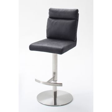 Scaun de bar rotativ tapitat cu stofa si picior metalic, Rabea Gri / Crom, l40xA58xH91-116 cm