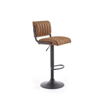 Scaun de bar tapitat cu piele ecologica, cu picior metalic Hoku-88 Maro / Negru, l39xA46xH89-109 cm