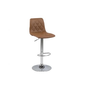 Scaun de bar tapitat cu piele ecologica si picior metalic Emu Maro Deschis / Crom, l40xA48,5xH110 cm