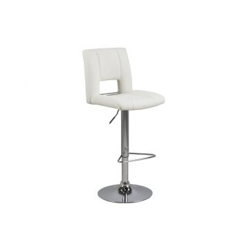 Scaun de bar tapitat cu piele ecologica Sylvia Alb / Crom, l41,5xA52xH115 cm