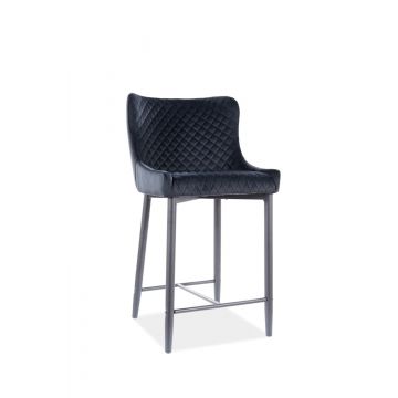 Scaun de bar tapitat cu stofa si picioare metalice Colide B H-2 Velvet Negru, l48xA42xH88 cm