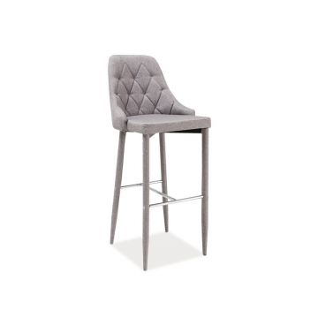 Scaun de bar tapitat cu stofa si picioare metalice, Trisha H-1 Gri, l46xA42xH109 cm