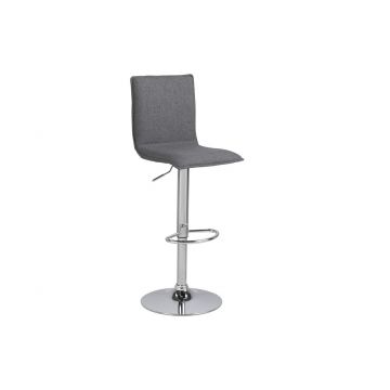 Scaun de bar tapitat cu stofa si picior metalic Anela Gri / Crom, l40xA47xH113 cm