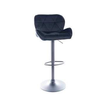 Scaun de bar tapitat cu stofa si picior metalic Cali-122 Velvet Negru, l51xA36xH86-108 cm