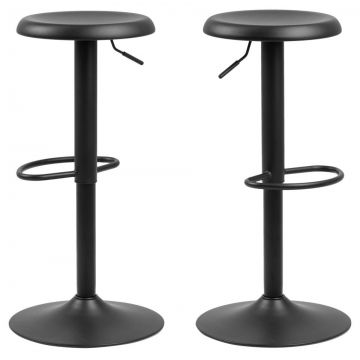 Set 2 scaune de bar din metal Finch Negru, Ø40xH80 cm