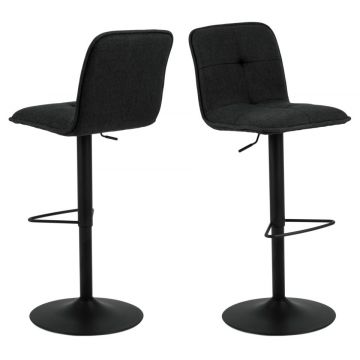Set 2 scaune de bar rotative tapitate cu stofa si picior metalic, Hellen Antracit / Negru, l45xA54xH113 cm