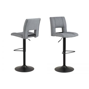 Set 2 scaune de bar tapitate cu stofa si picior metalic Sylvia Gri Deschis / Negru, l41,5xA52xH115 cm