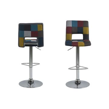 Set 2 scaune de bar tapitate cu stofa si picior metalic Sylvia Multicolor / Crom, l41,5xA52xH115 cm