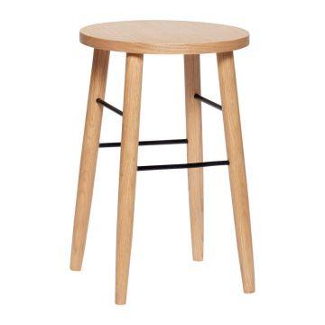 Scaun bar din lemn de stejar Hübsch Lukke, înălțime 52 cm, natural