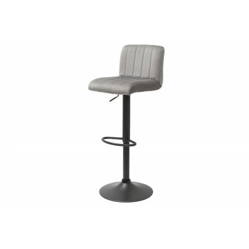 Scaun de bar cu inaltime reglabila tapitat cu Catifea Gri cu picioare din Metal Negru H88-109xL42xA49cm Portland