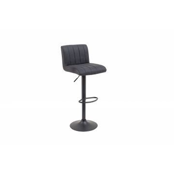 Scaun de bar cu inaltime reglabila tapitat cu Microfibra Gri inchis cu picioare din Metal Negru H88-109xL42xA49cm Portland