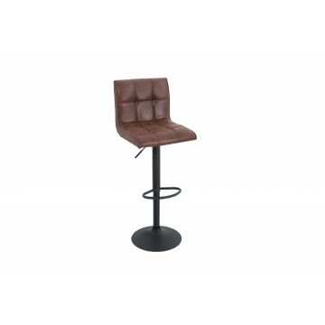 Scaun de bar cu inaltime reglabila tapitat cu Microfibra Maro cu picioare din Metal Negru H95-115xL45xA50cm Modena