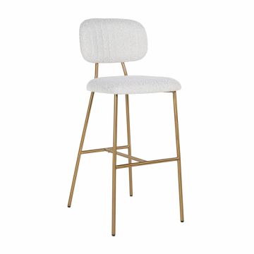 Scaun de bar din Catifea si Metal Alb/Auriu H110xL46xA53cm Xenia Richmond Interiors