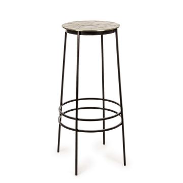 Scaun de bar din metal Amira Auriu / Negru, Ø36xH77 cm