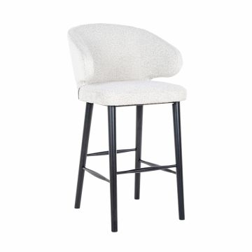 Scaun de bar din Textil si Lemn de fag Alb/Negru H106xL50xA62cm Indigo Richmond Interiors