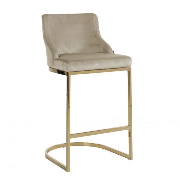 Scaun de bar tapitat cu Catifea Bej si picioare aurii inaltime sezut 75cm Bolton Richmond Interiors