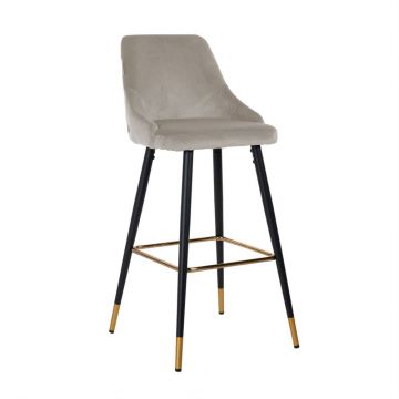 Scaun de bar tapitat cu Catifea Bej si picioare negre/aurii inaltime sezut 77cm Imani Richmond Interiors