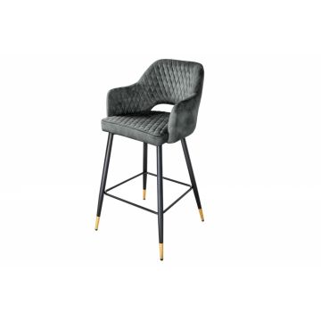 Scaun de bar tapitat cu Catifea Verde cu picioare din Metal Negru/Auriu H104xL51xA60cm Paris