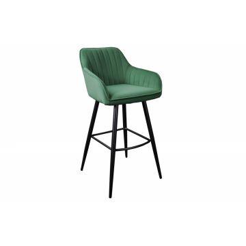Set 2 scaune de bar tapitat cu Catifea Verde cu picioare din Metal Negru H102xL52xA55cm Turin