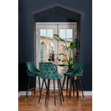 Scaun de bar tapitat cu Catifea Verde si picioare negre/aurii inaltime sezut 77cm Imani Richmond Interiors