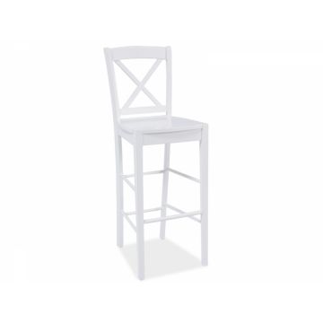 Scaun de bar tapitat cu Lemn Alb cu picioare din Lemn Alb H112xL37xA40cm Barowe