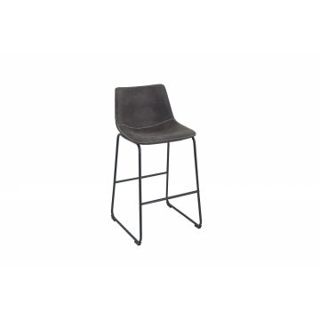 Scaun de bar tapitat cu Microfibra Gri cu picioare din Metal Negru H97xL49xA53cm Django