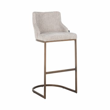 Scaun de bar tapitat cu Stofa Bej cu picioare din Metal Alama H103xL51xA51cm Bolton Richmond Interiors
