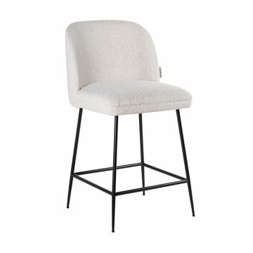 Scaun de insula din Textil si Otel inoxidabil Alb/Negru H102xL53xA59cm Pullitzer Richmond Interiors