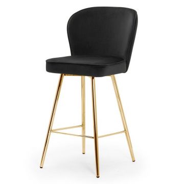 Scaun de insula personalizabil tapitat cu Catifea Negru si picioare aurii inaltime sezut 65cm Aine
