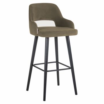 Scaun de bar cu Catifea Verde cu picioare din Metal Negru H109xL52xA60cm Antony Richmond Interiors