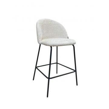 Scaun de insula tapitat cu Stofa Alb cu picioare din Metal Negru H93xL49xA51cm Alyssa Richmond Interiors