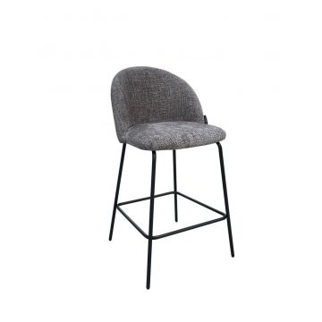 Scaun de insula tapitat cu Stofa Gri cu picioare din Metal Negru H93xL49xA51cm Alyssa Richmond Interiors