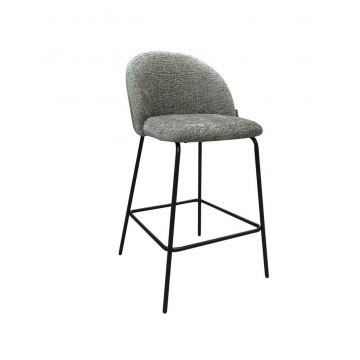 Scaun de insula tapitat cu Stofa Verde cu picioare din Metal Negru H93xL49xA51cm Alyssa Richmond Interiors