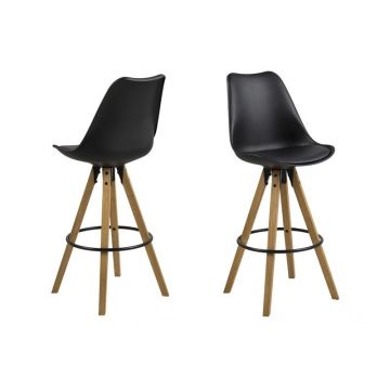 Set 2 Scaune de bar din lemn tapitate Dima Black
