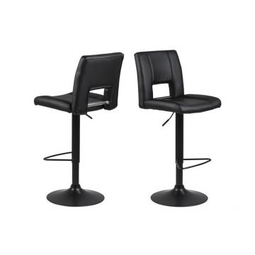 Set 2 Scaune de bar tapitate cu piele ecologica Sylvia All Black