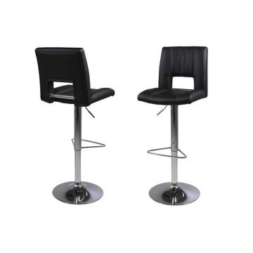 Set 2 Scaune de bar tapitate cu piele ecologica Sylvia Black