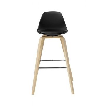 Set 2 Scaune de bar tapitate Zaki Black/Poplar