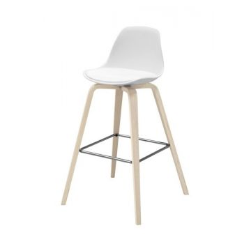 Set 2 Scaune de bar tapitate Zaki White/Poplar