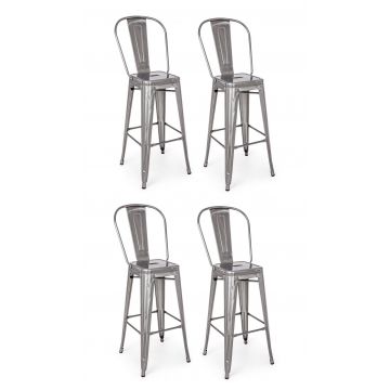 Set 4 scaune de bar din metal Loft Minnesota Gri, l42,5xA42,5xH117 cm